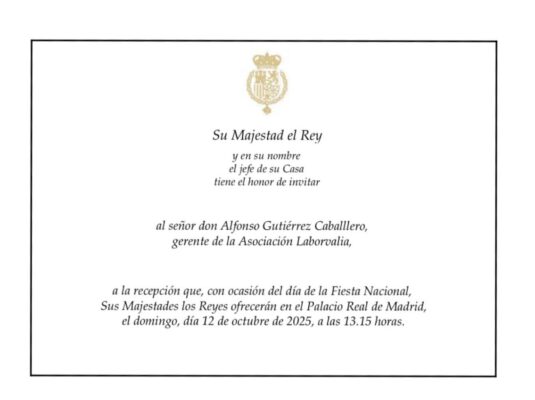 Invitación a la recepción en el Palacio Real de Madrid por el Día de la Hispanidad